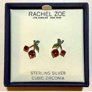 Rachel Zoe✨️ Gold Cherry🍒 Earrings with❤️ Red and Green🍒✨️ Stones/ NWT